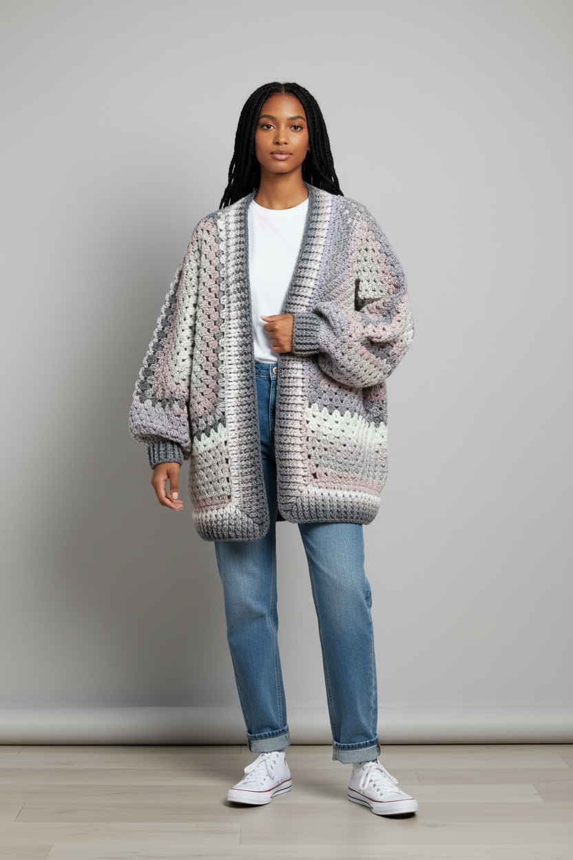Blush Bloom Hexagon Cardigan | Handmade Crochet