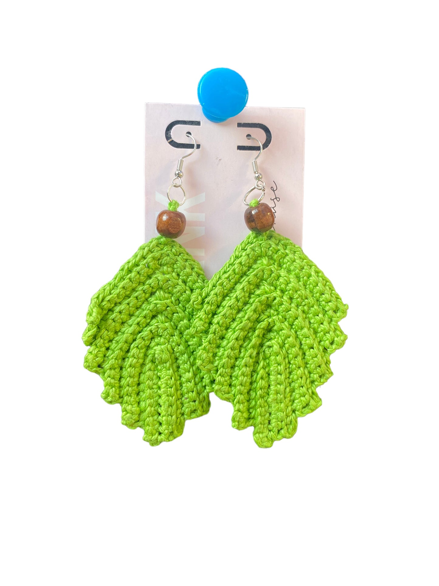 Apple Green|Feather Earrings|Crochet|Handmade