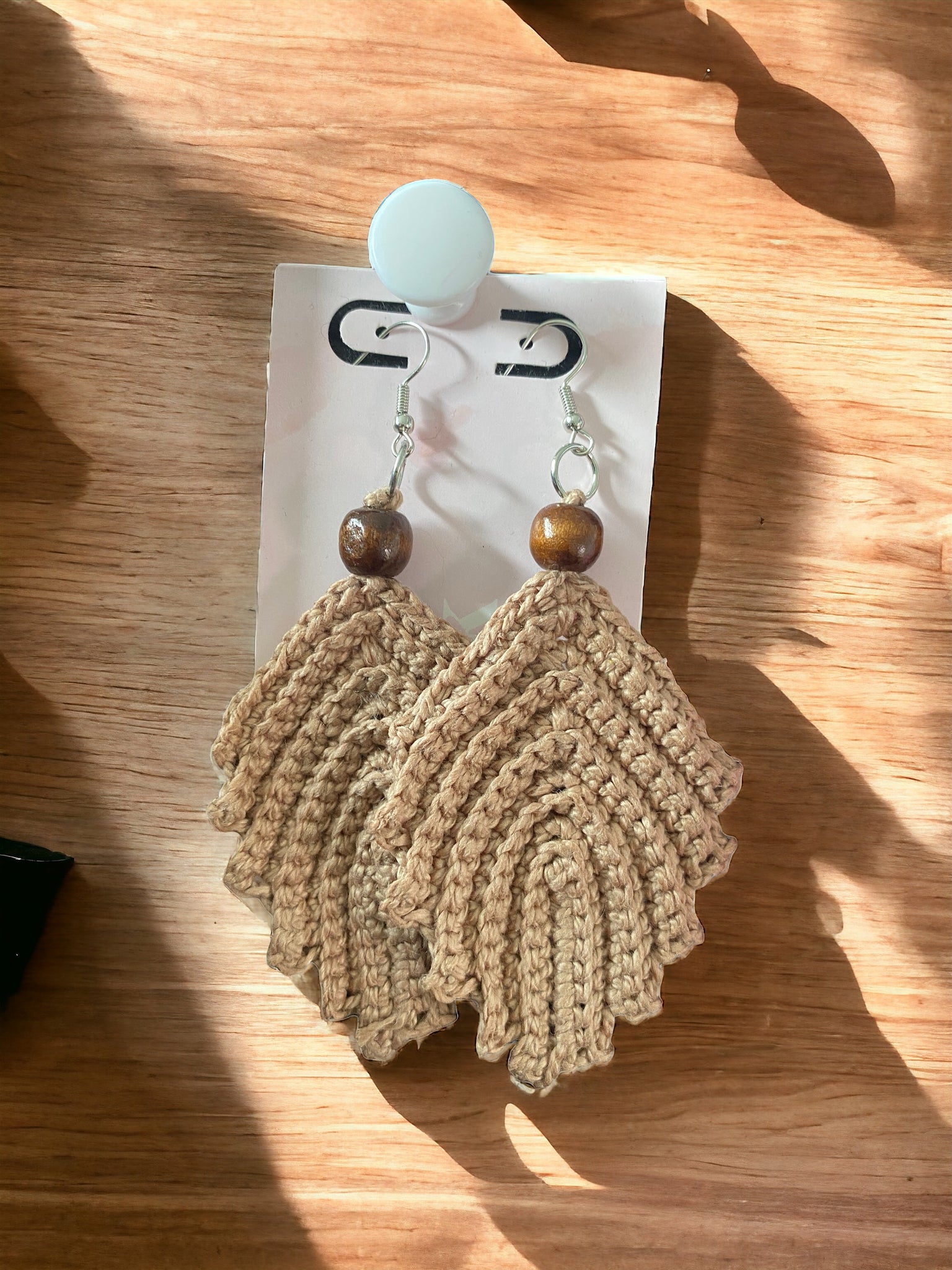 Nude|Feather Earrings|Crochet|Handmade