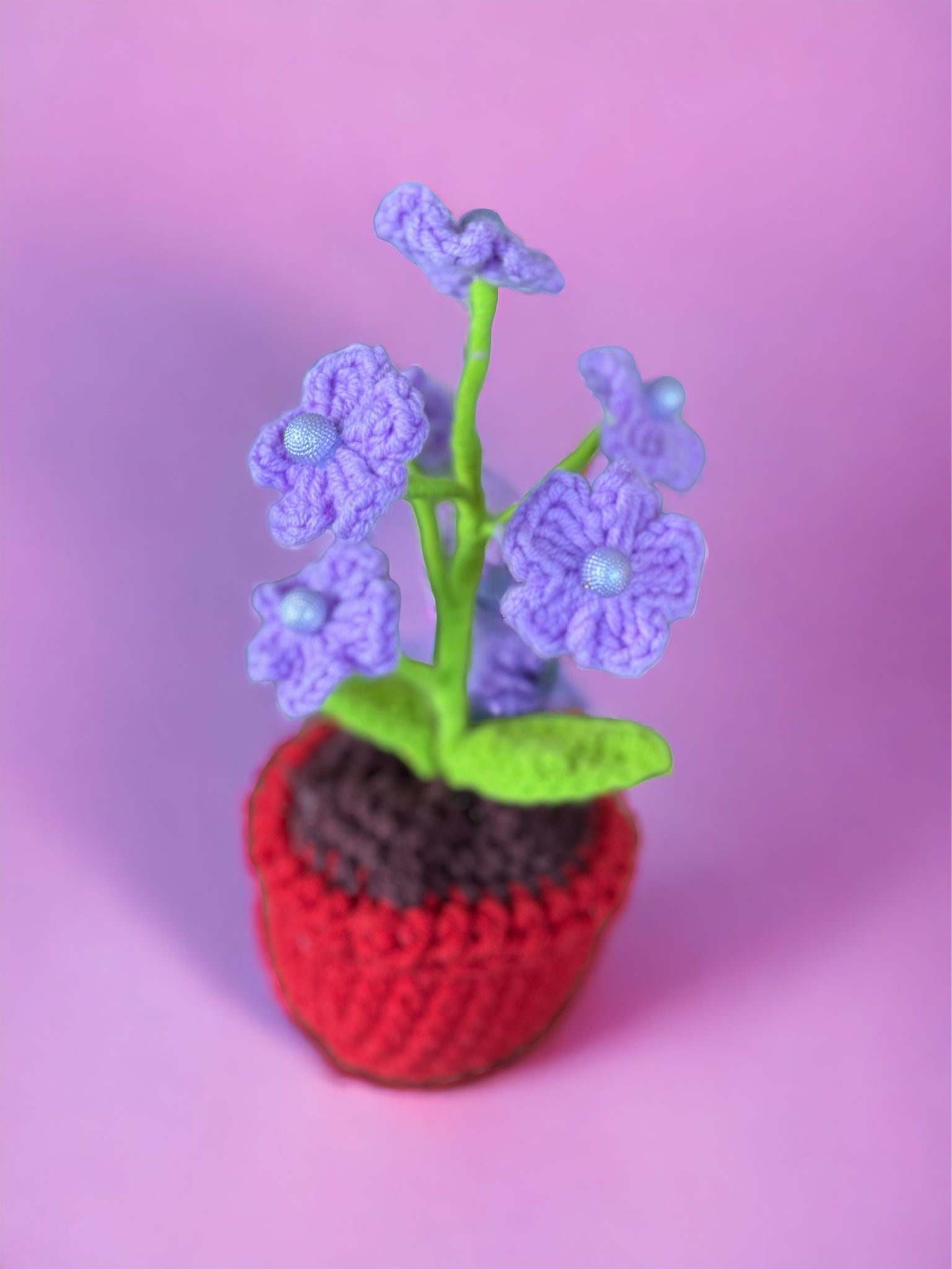 Forget Me Not Mini Pot Plant |Crochet | Handmade | Purple | Violet