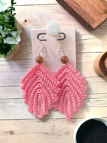Baby Pink|Feather Earrings|Crochet|Handmade