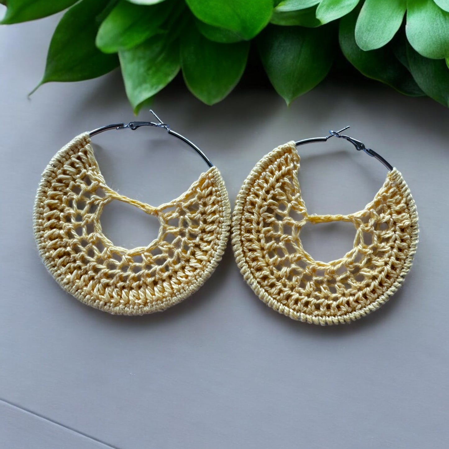 Crochet 8cm Hoop Earrings