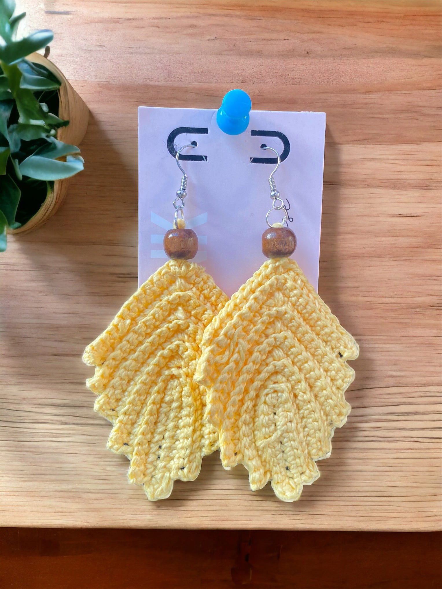 Pastel Yellow|Feather Earrings|Crochet|Handmade