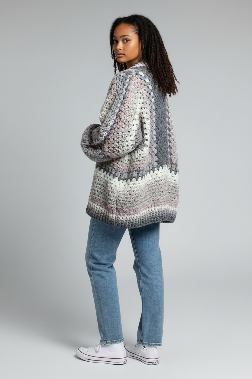 Blush Bloom Hexagon Cardigan | Handmade Crochet
