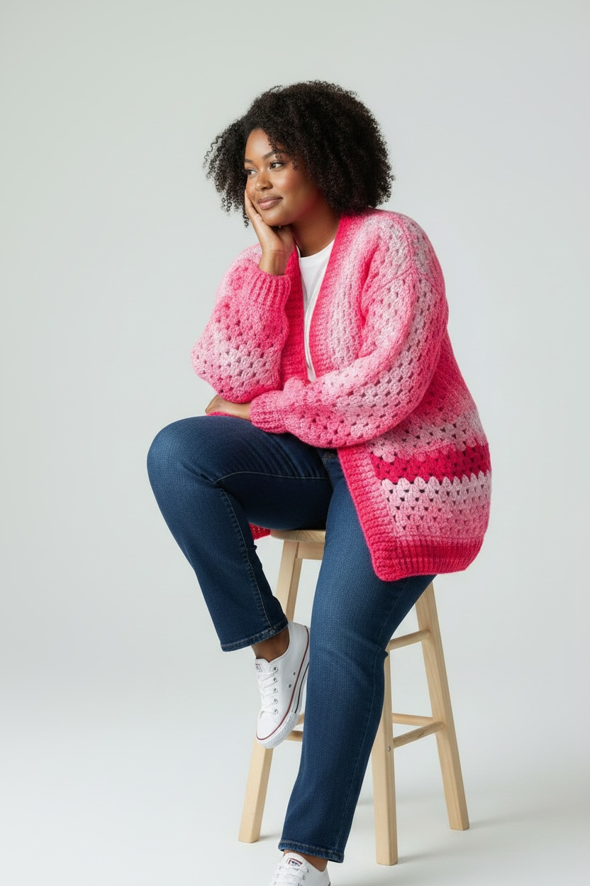 Blush Bloom Hexagon Cardigan | Handmade Crochet