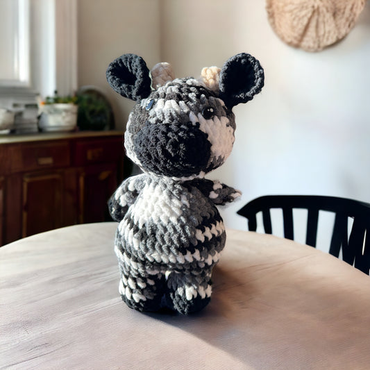 Monochrome Moo: The Black and White Variegated Cow Plush |Crochet Plushy