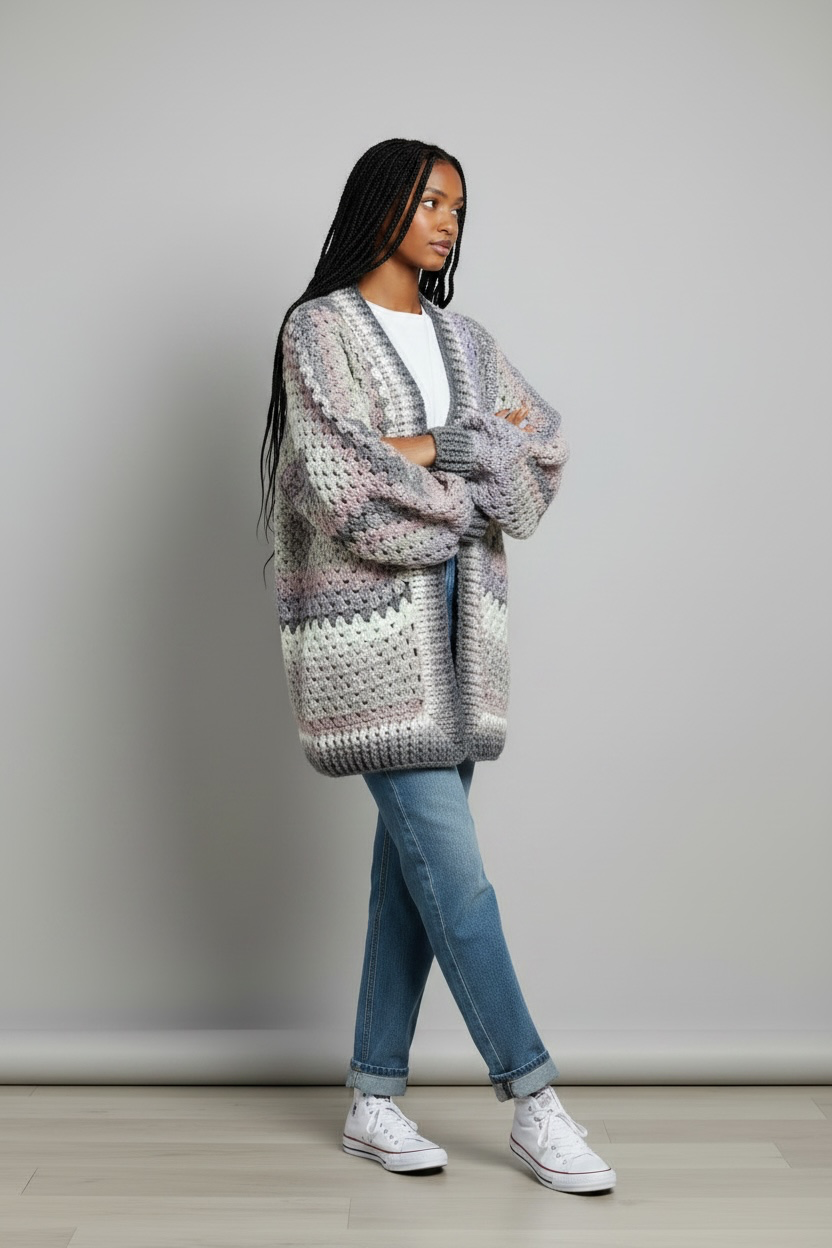 Blush Bloom Hexagon Cardigan | Handmade Crochet