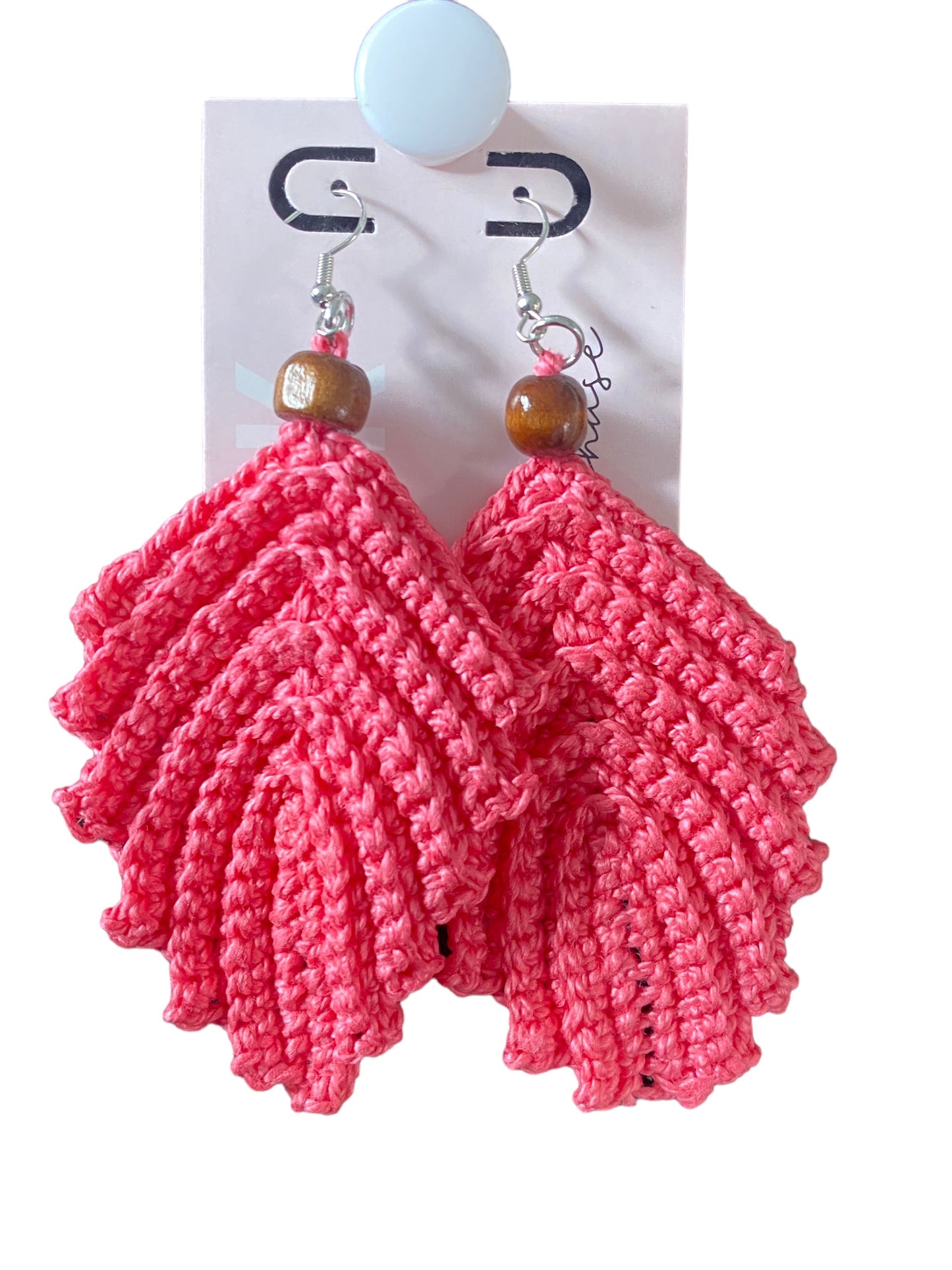 Blush|Feather Earrings|Crochet|Handmade