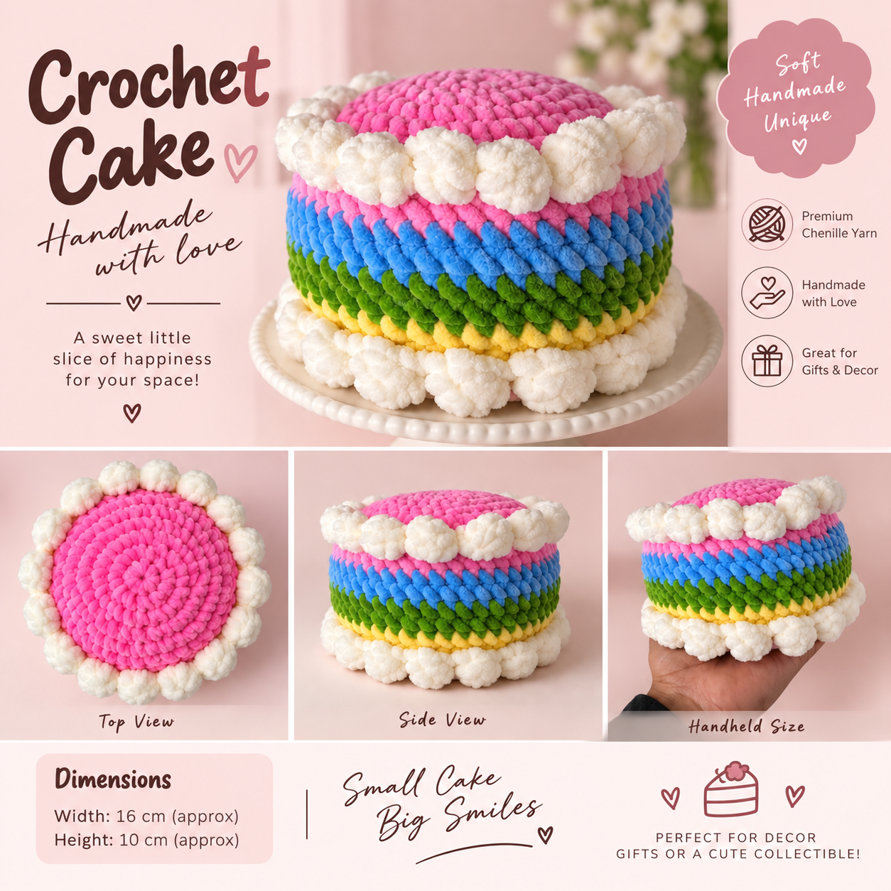 Crochet Birthday Cake |Handmade Plush Decor
