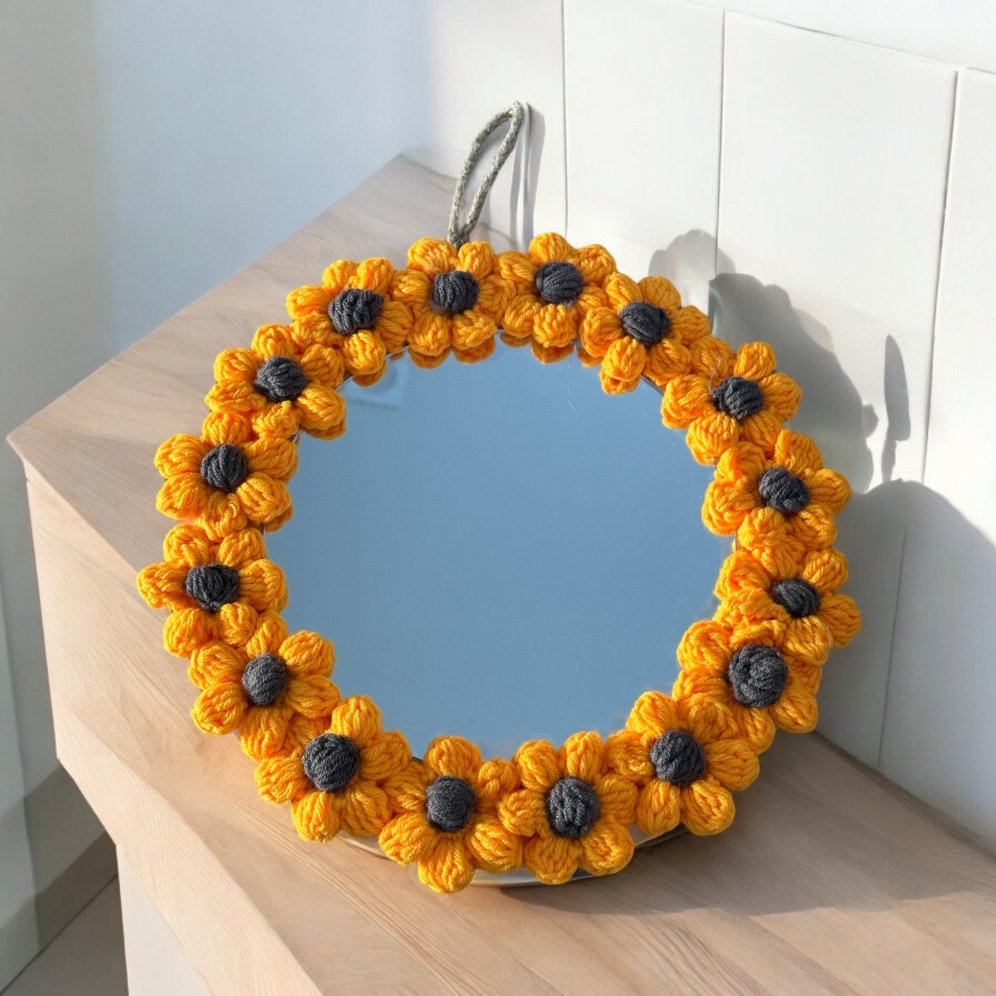 Crochet Sunflower Mirror