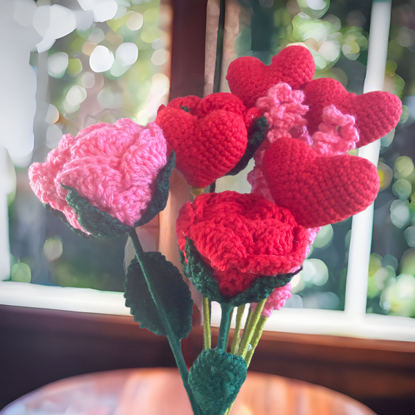 Crochet Hearts Flower Stem