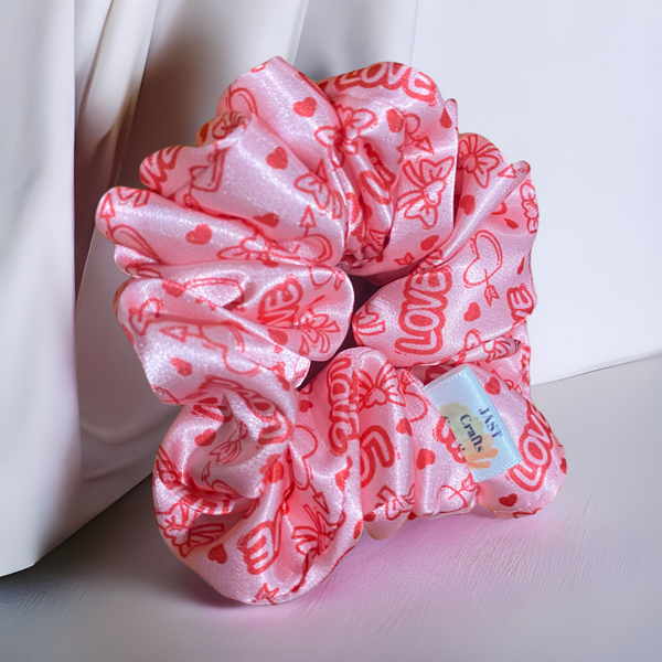 Valentines Day Satin Scrunchies | LOVE Design