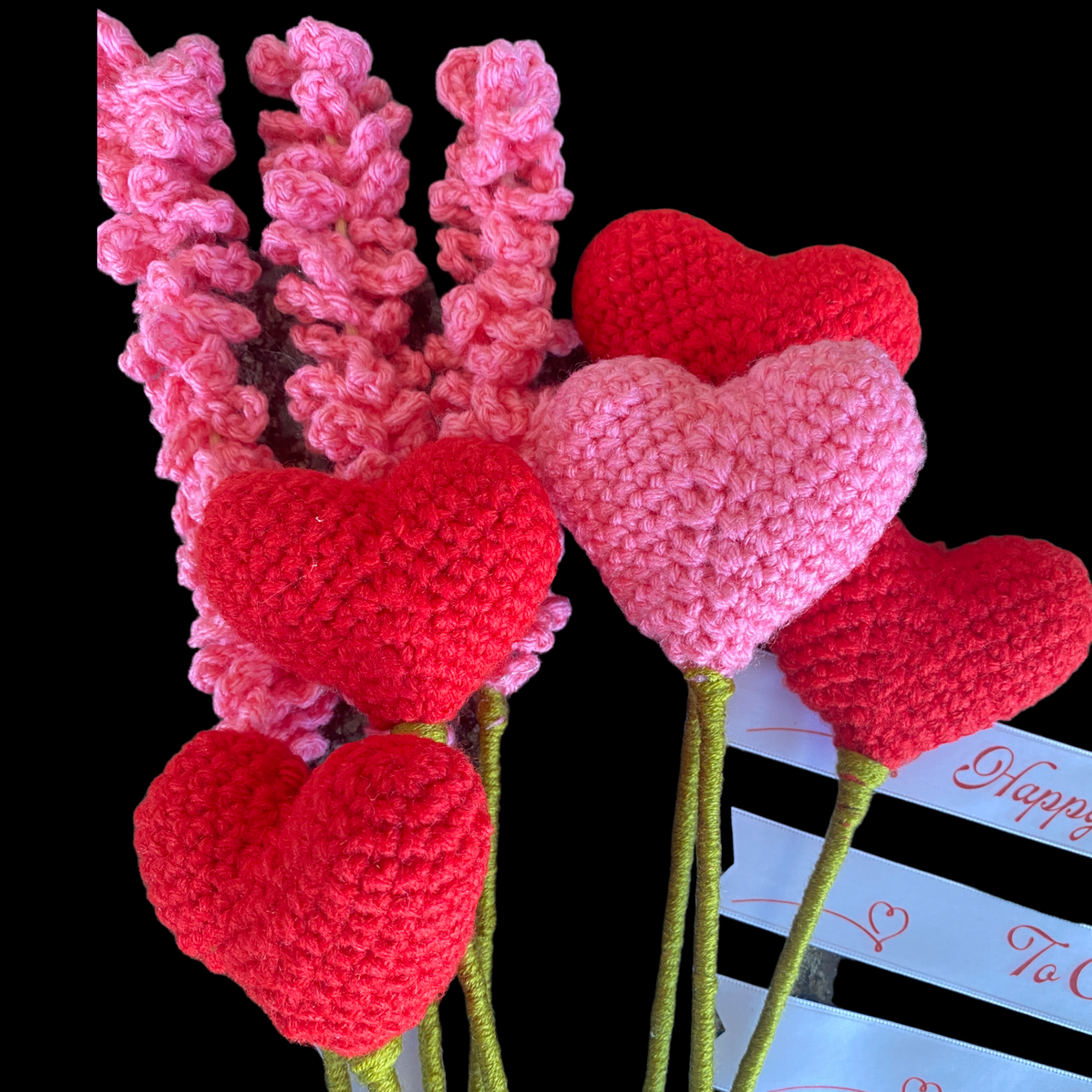 Crochet Hearts Flower Stem