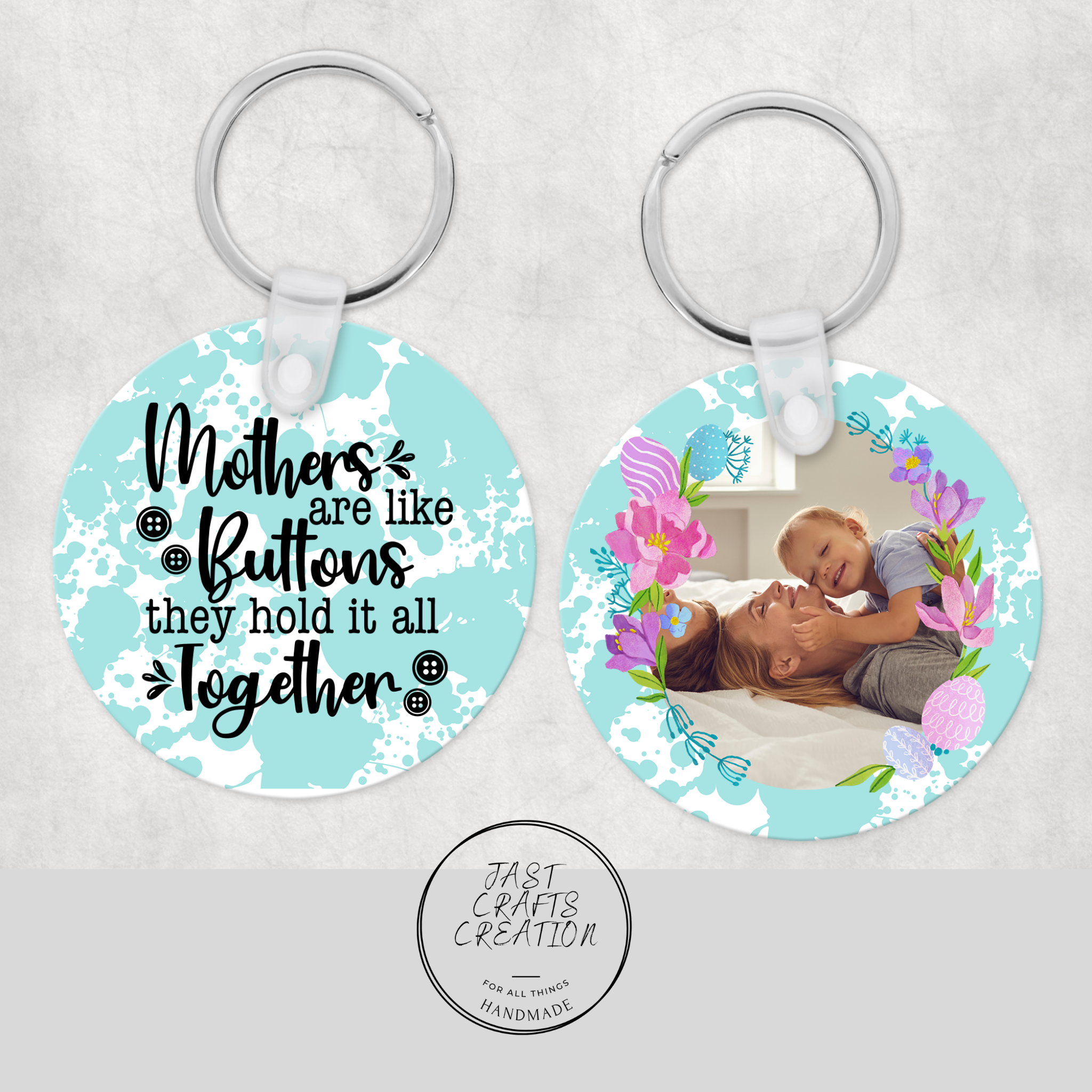 Personalised | Mothers Are like Buttons | Round Keychain | 2 sided