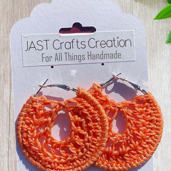 Plain Coloured Hoop Crochet Earrings
